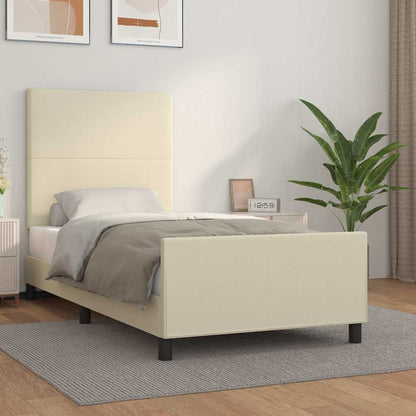 Bettgestell mit Kopfteil Creme 90x200 cm Kunstleder