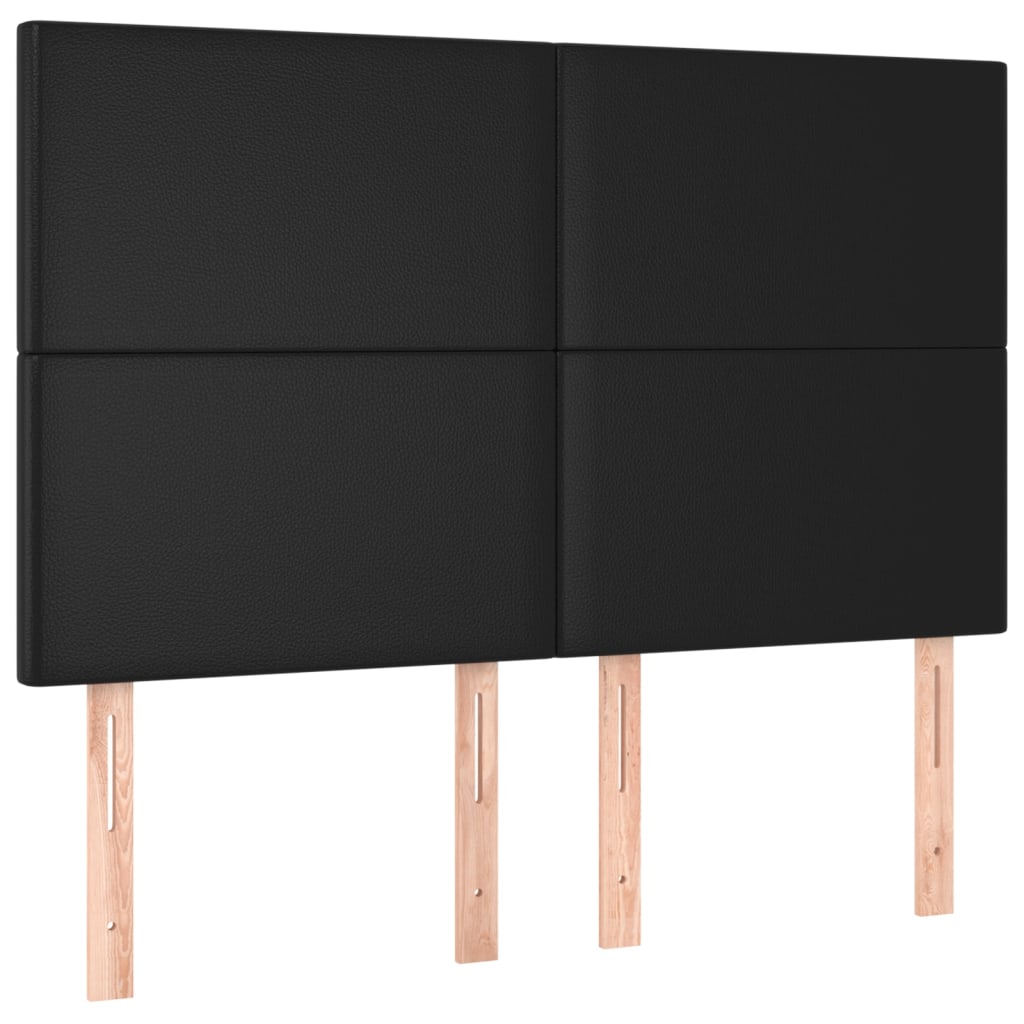 Bettgestell mit Kopfteil Schwarz 140x190 cm Kunstleder