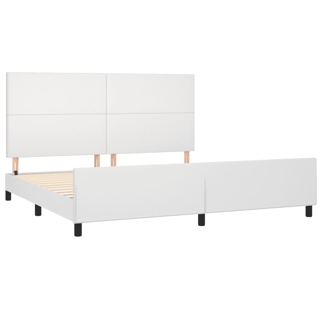 Bettgestell mit Kopfteil Weiß 200x200 cm Kunstleder