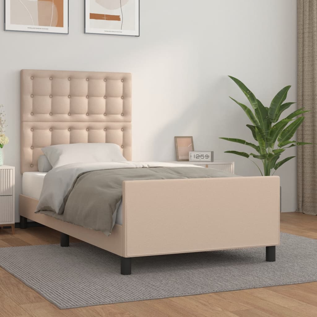 Bettgestell mit Kopfteil Cappuccino-Braun 80x200 cm Kunstleder