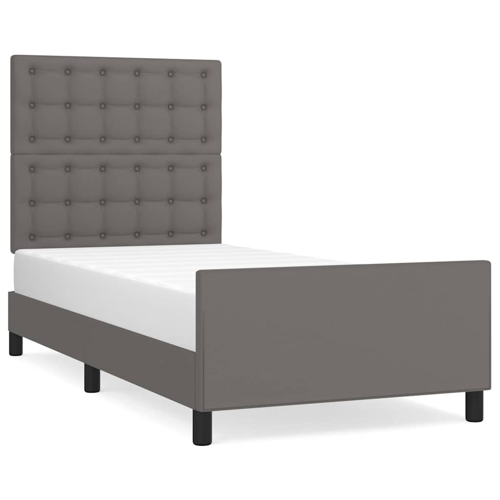 Bettgestell mit Kopfteil Grau 90x200 cm Kunstleder