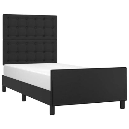Bettgestell mit Kopfteil Schwarz 100x200 cm Kunstleder