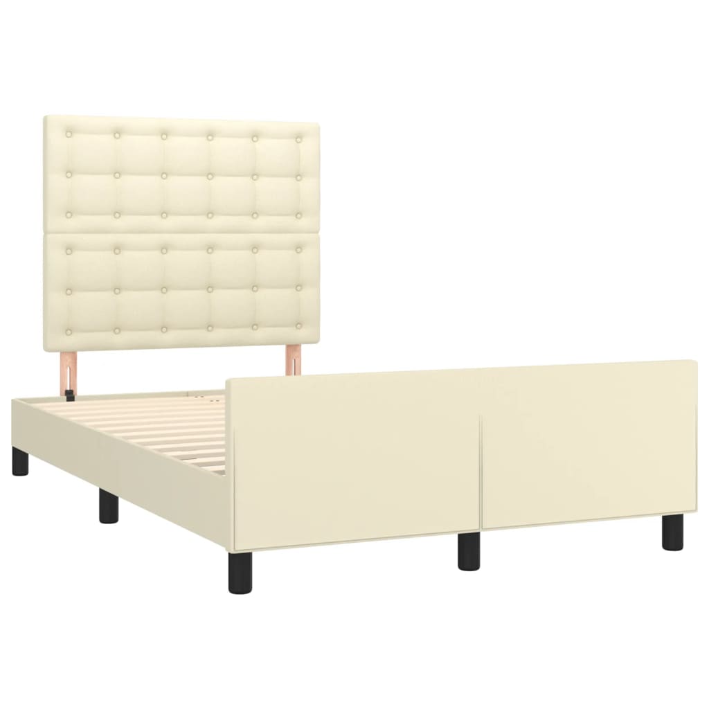 Bettgestell mit Kopfteil Creme 120x200 cm Kunstleder