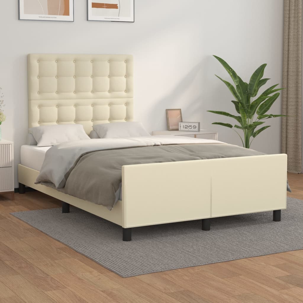 Bettgestell mit Kopfteil Creme 120x200 cm Kunstleder