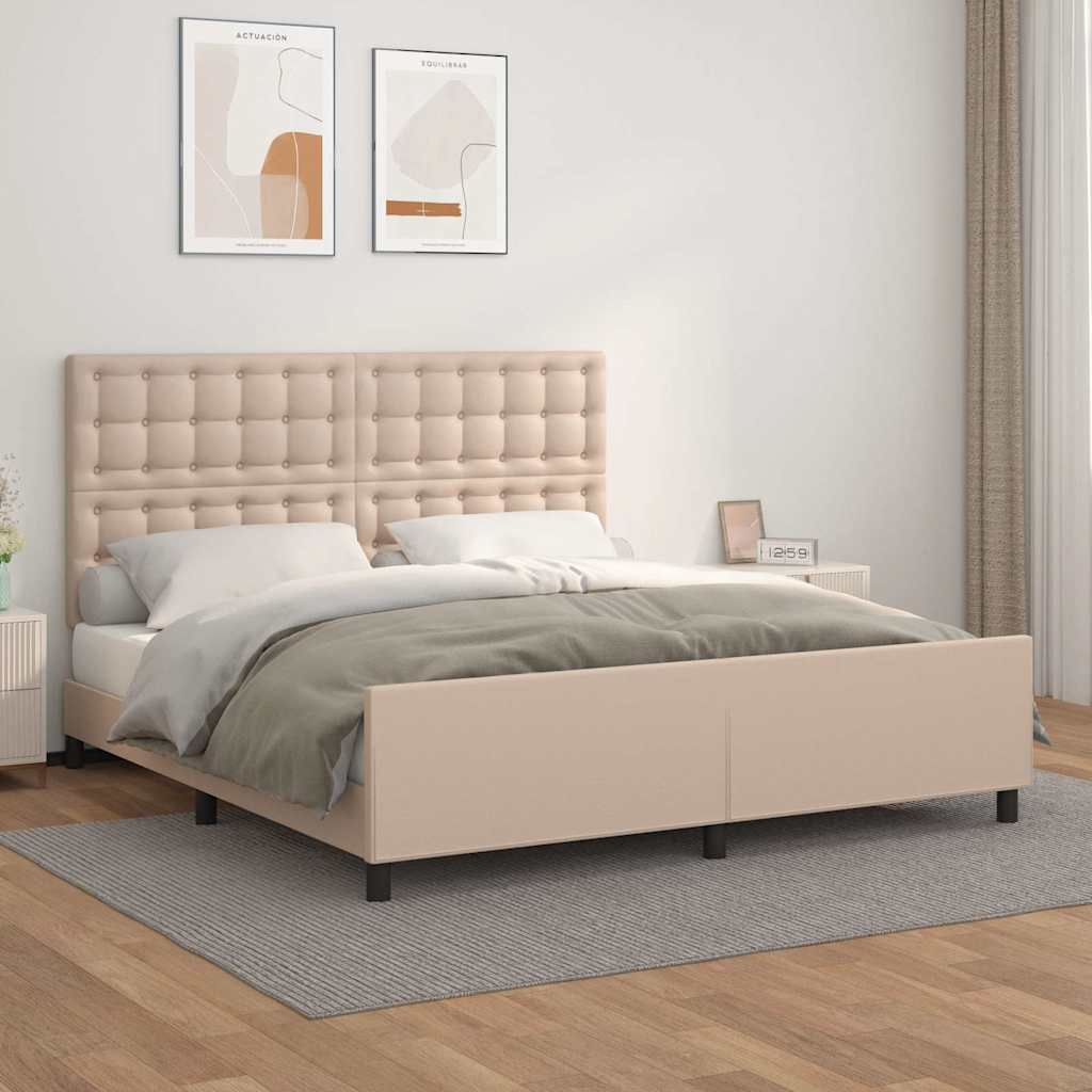 Bettgestell mit Kopfteil Cappuccino-Braun 160x200 cm Kunstleder