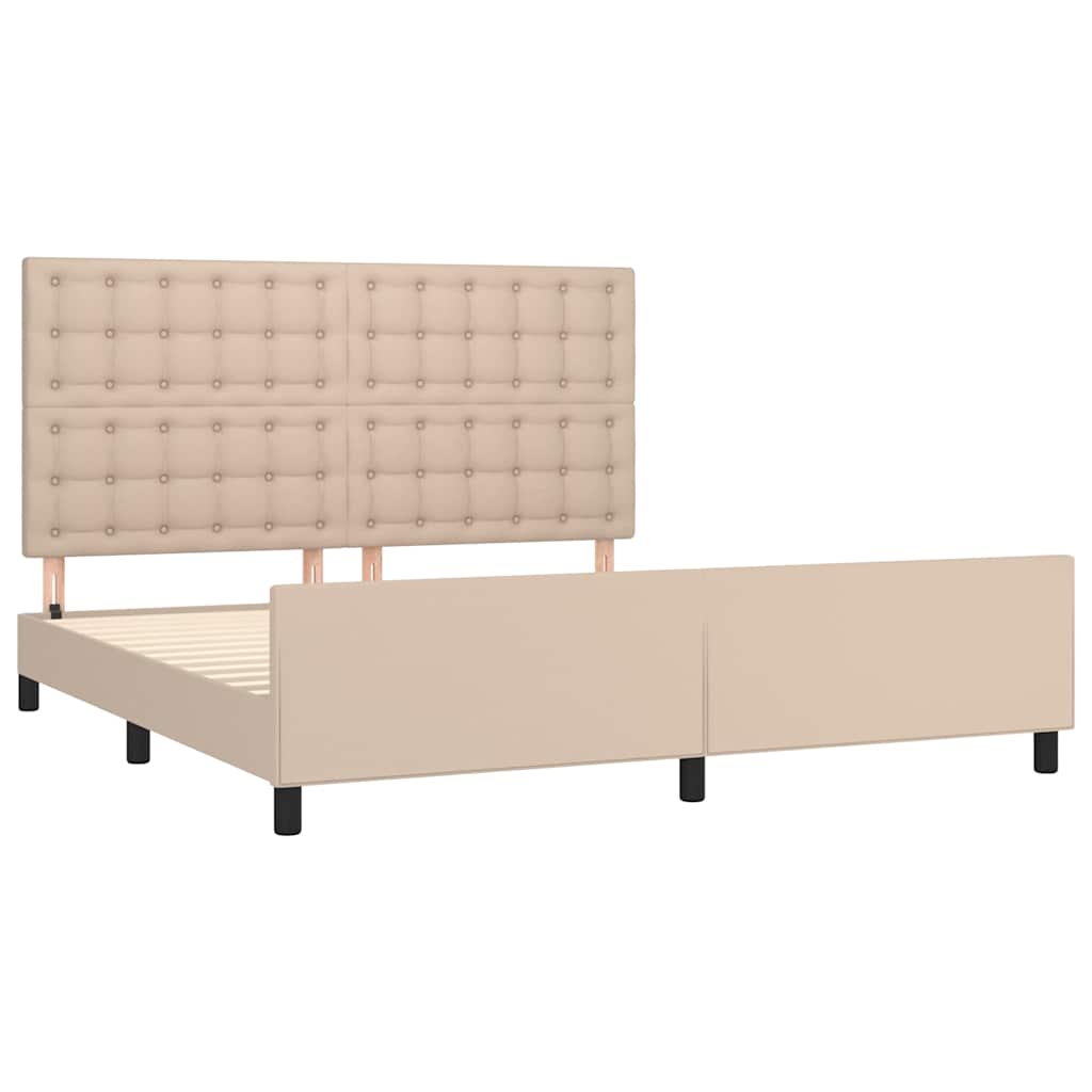 Bettgestell mit Kopfteil Cappuccino-Braun 180x200 cm Kunstleder