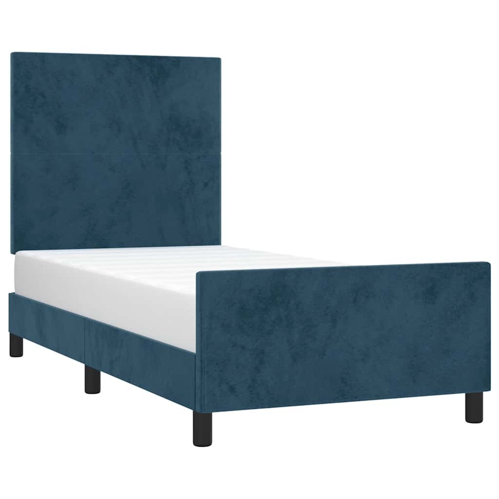Bettgestell ohne Matratze Dunkelblau 90x190 cm Samt