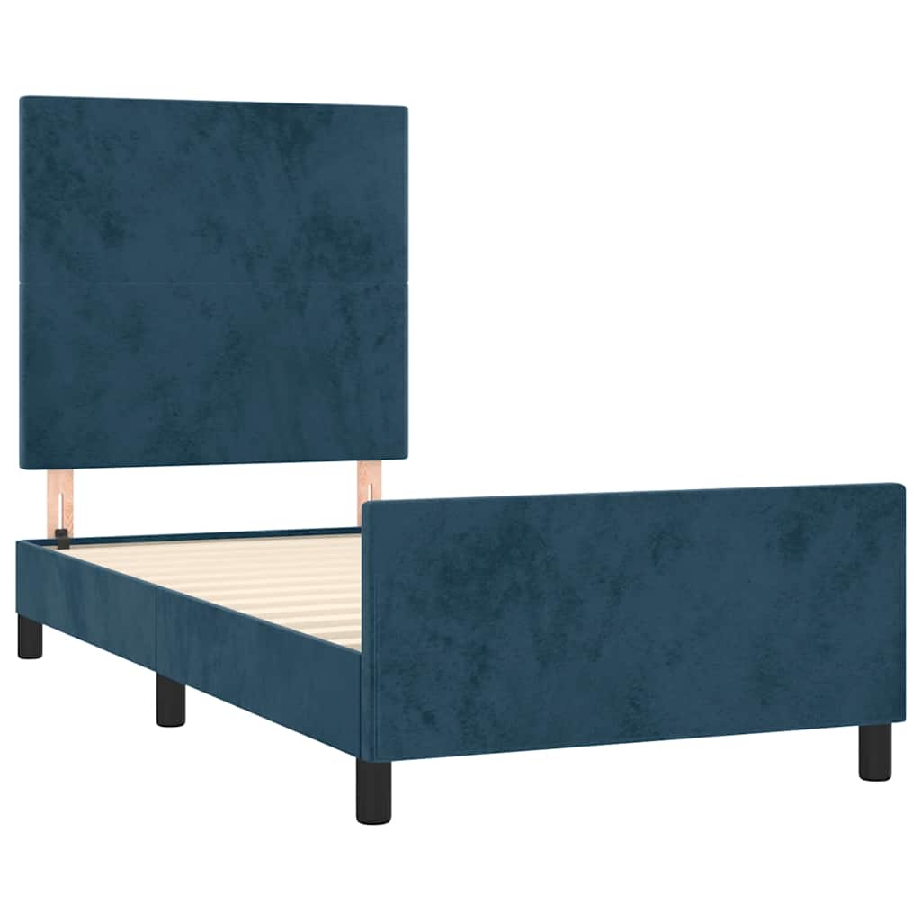 Bettgestell ohne Matratze Dunkelblau 90x190 cm Samt