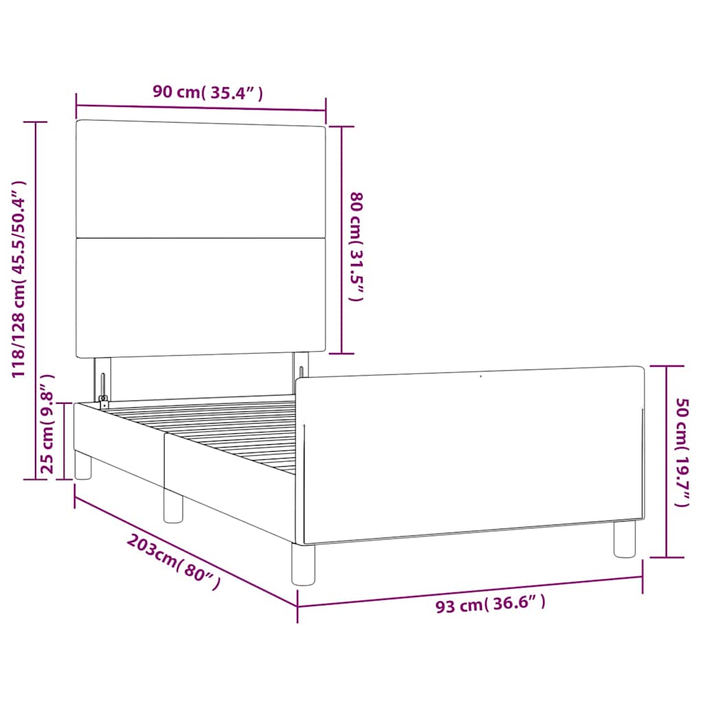 Bettgestell ohne Matratze Dunkelgrün 90x200 cm Samt
