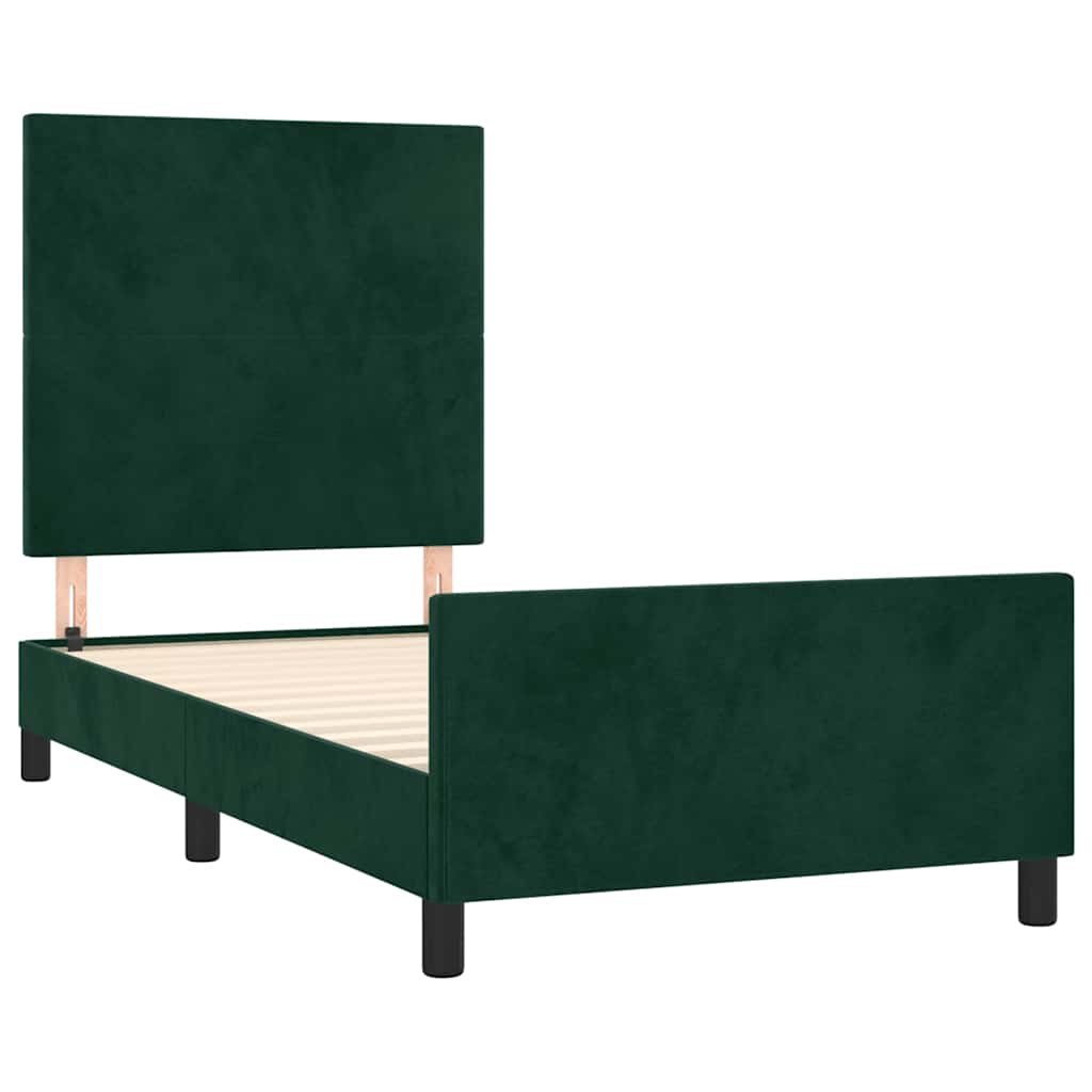 Bettgestell ohne Matratze Dunkelgrün 90x200 cm Samt