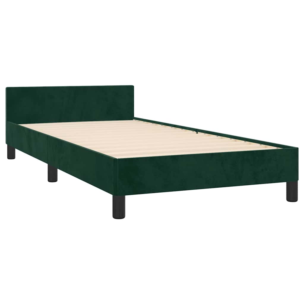 Bettgestell ohne Matratze Dunkelgrün 90x200 cm Samt