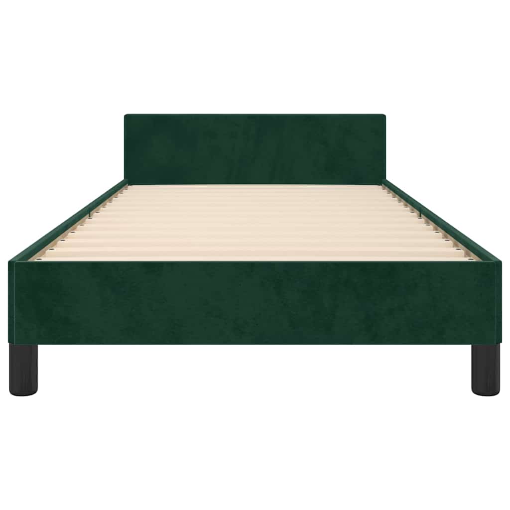 Bettgestell ohne Matratze Dunkelgrün 90x200 cm Samt
