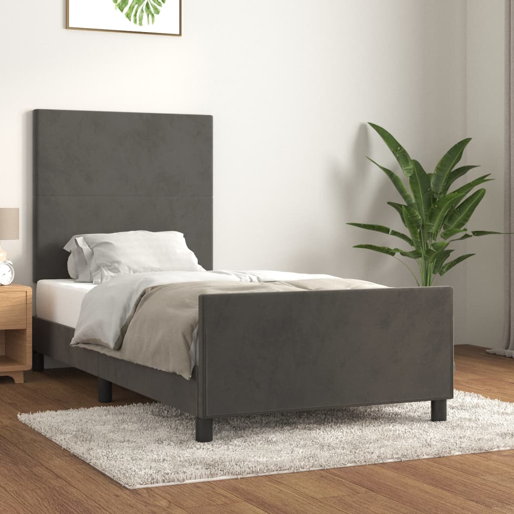 Bettgestell ohne Matratze Dunkelgrau 100x200 cm Samt
