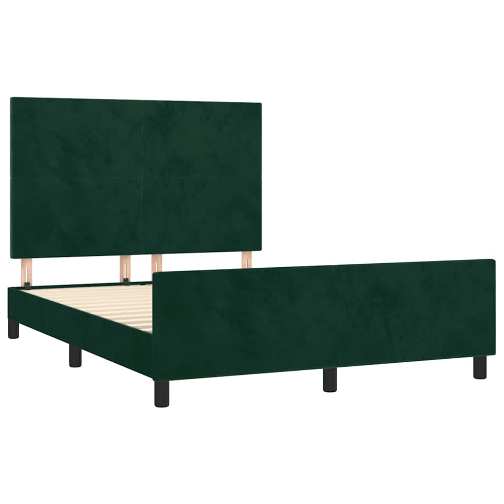 Bettgestell ohne Matratze Dunkelgrün 140x190 cm Samt