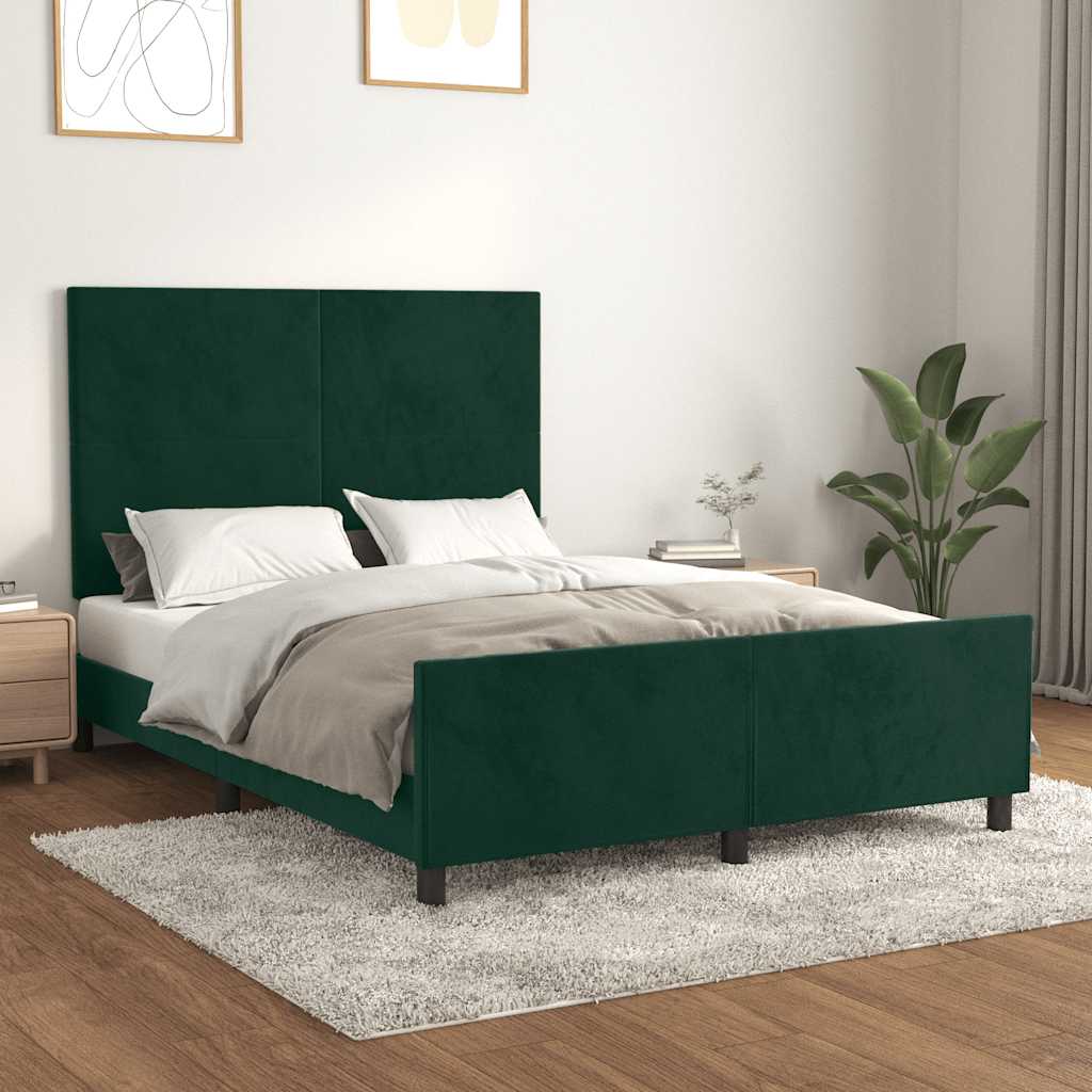 Bettgestell ohne Matratze Dunkelgrün 140x190 cm Samt