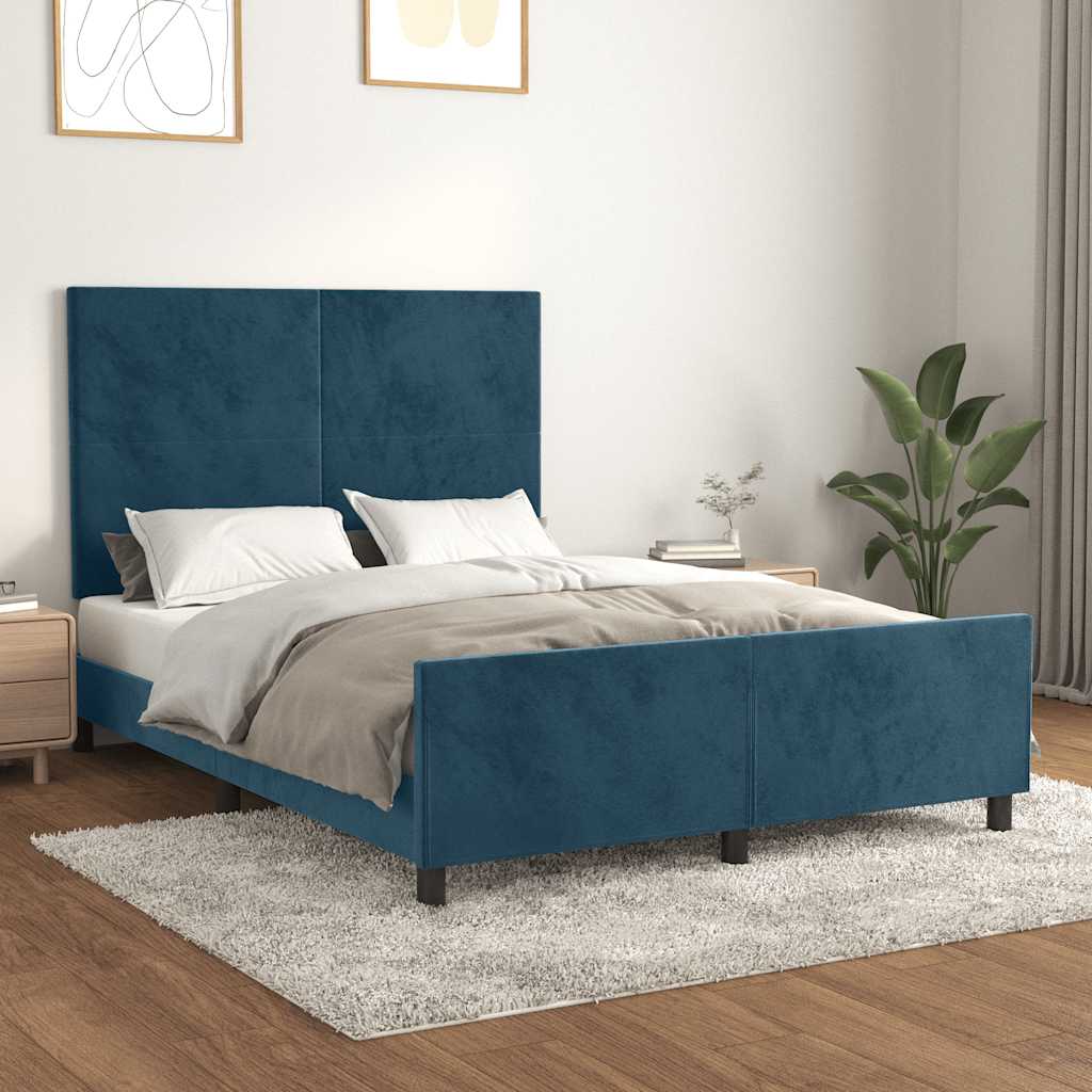 Bettgestell ohne Matratze Dunkelblau 140x200 cm Samt