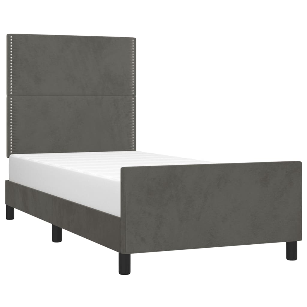 Bettgestell ohne Matratze Dunkelgrau 90x190 cm Samt