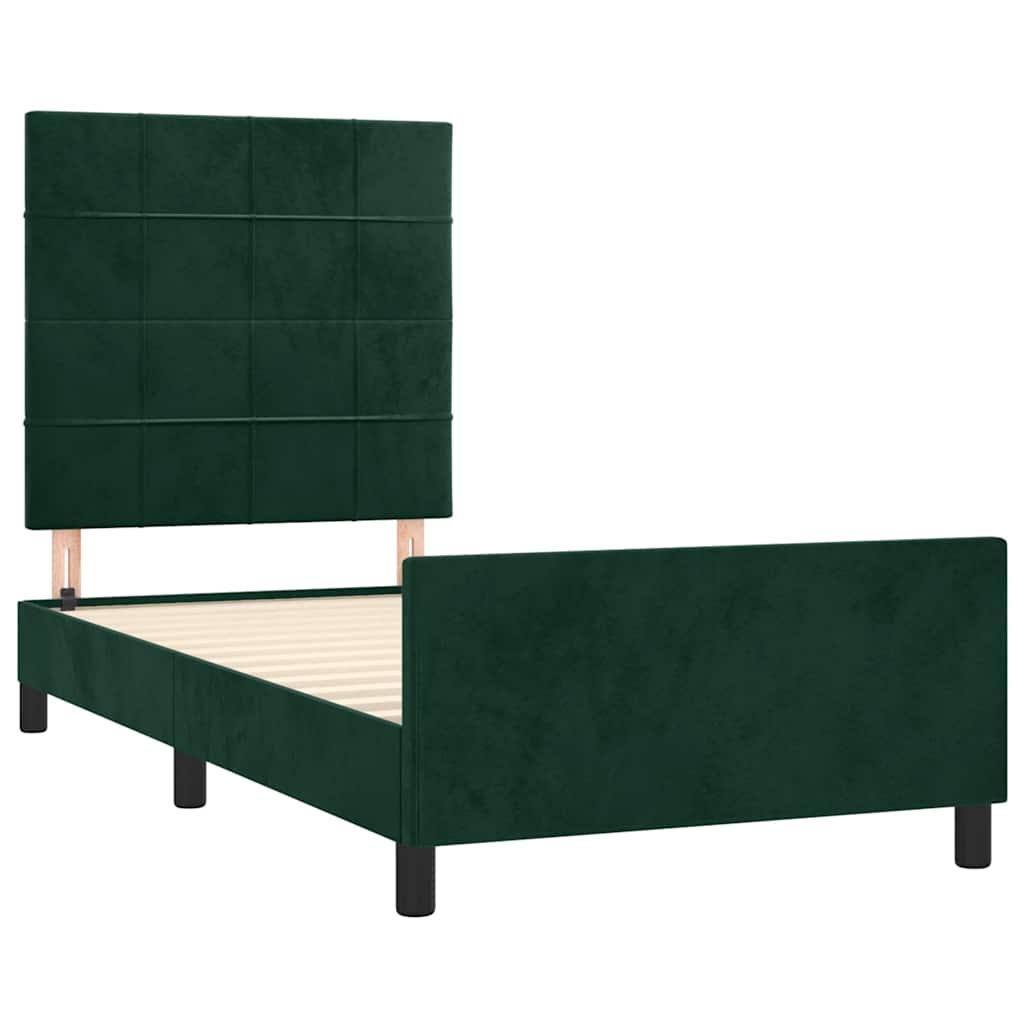 Bettgestell ohne Matratze Dunkelgrün 90x190 cm Samt