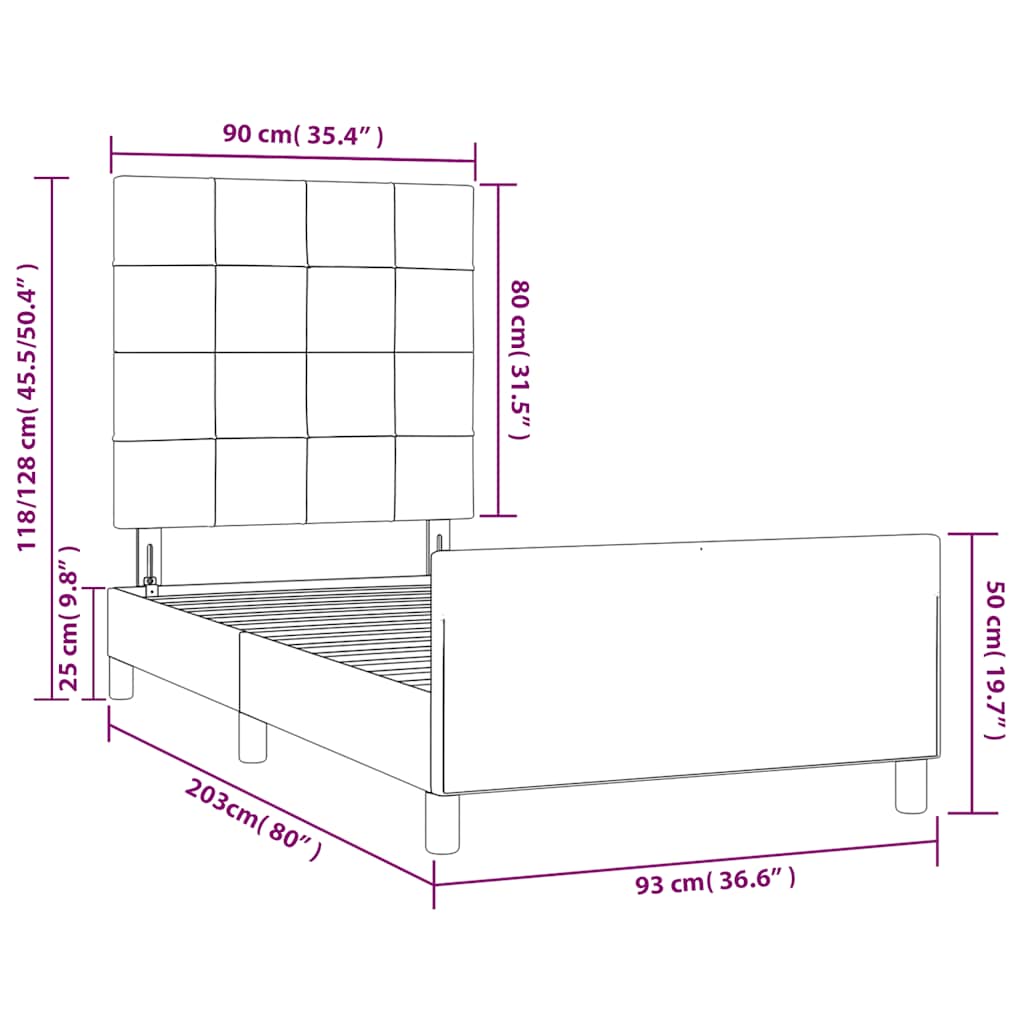 Bettgestell ohne Matratze Dunkelgrün 90x200 cm Samt