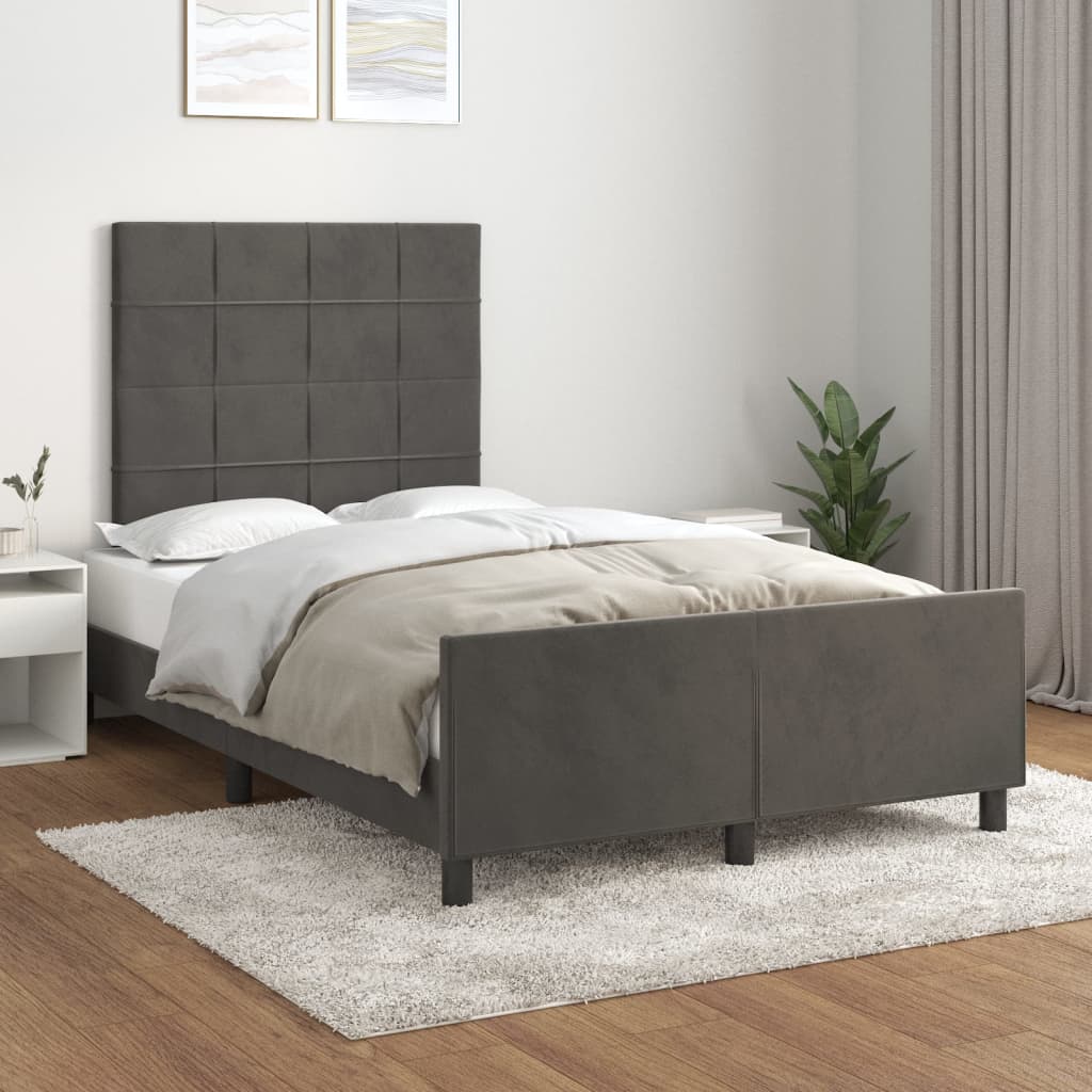 Bettgestell ohne Matratze Dunkelgrau 120x200 cm Samt