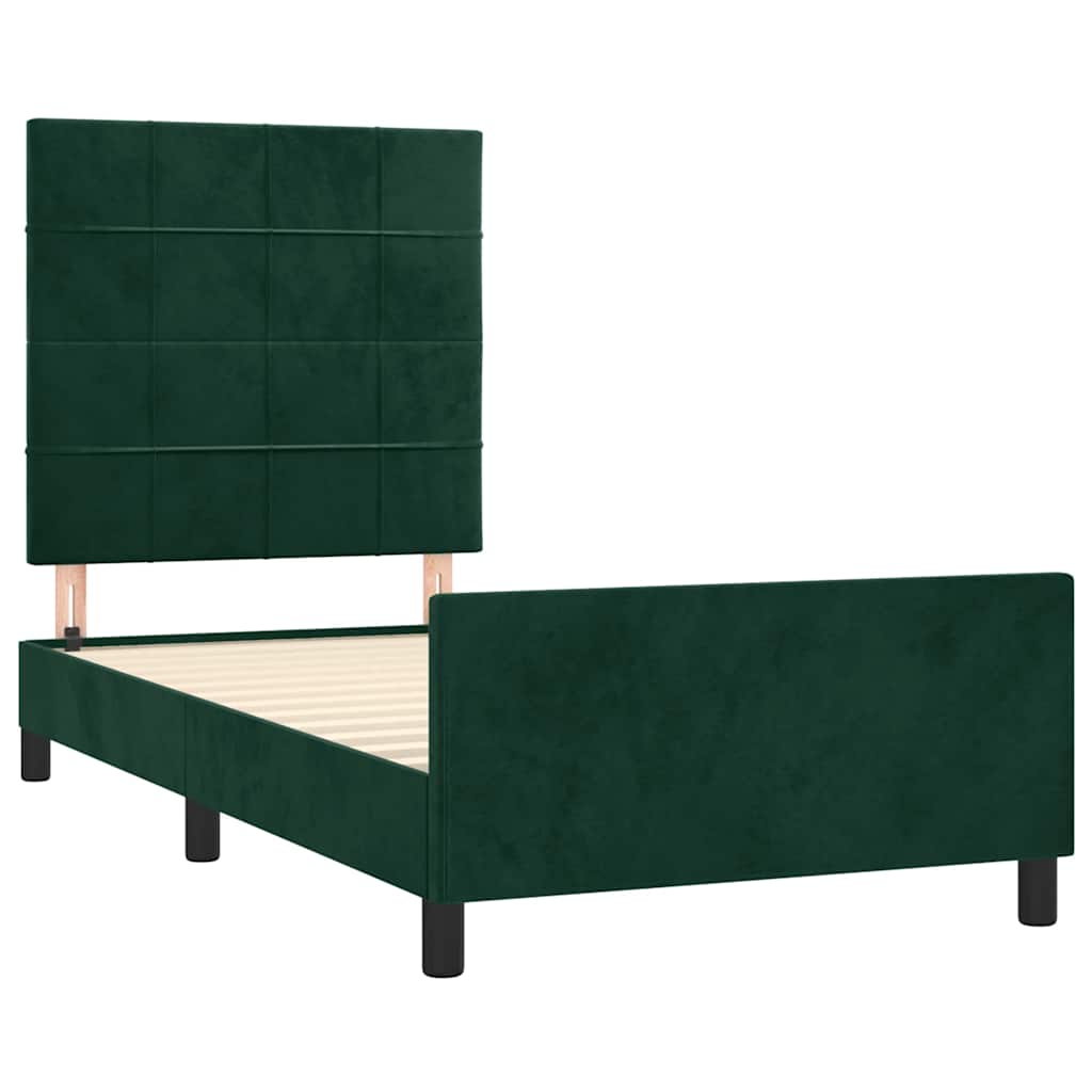 Bettgestell ohne Matratze Dunkelgrün 120x200 cm Samt