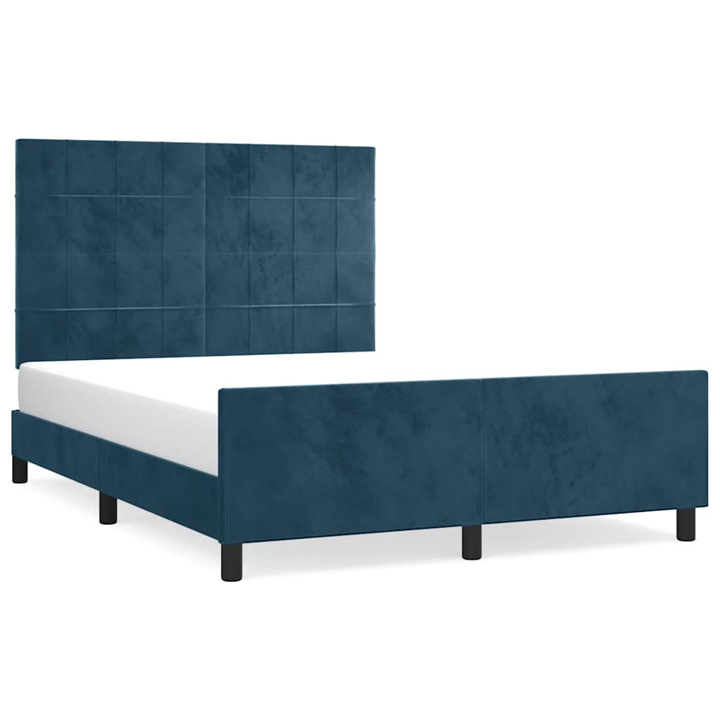 Bettgestell ohne Matratze Dunkelblau 140x200 cm Samt
