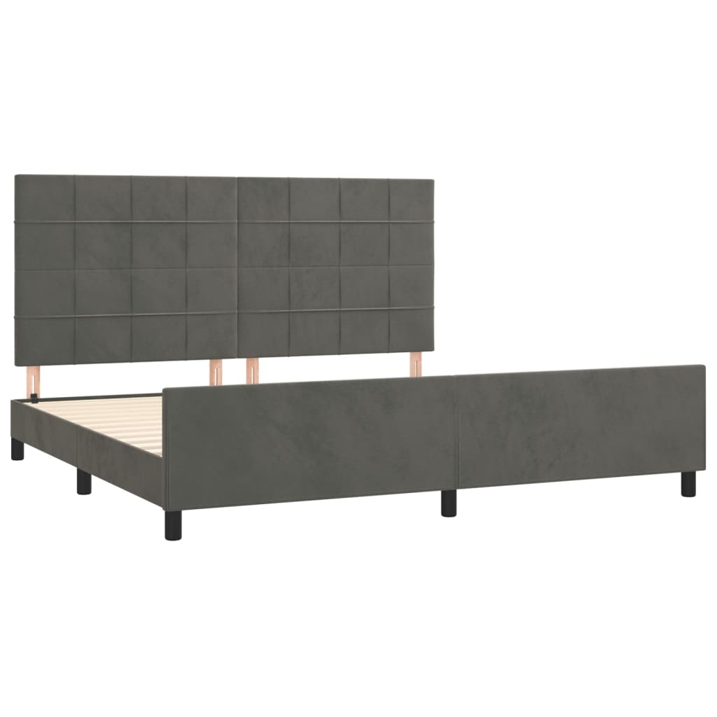 Bettgestell ohne Matratze Dunkelgrau 200x200 cm Samt