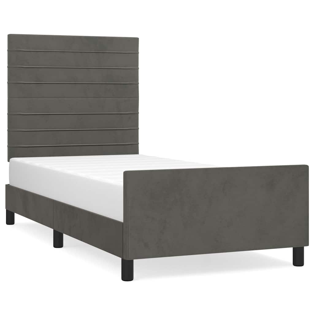 Bettgestell ohne Matratze Dunkelgrau 100x200 cm Samt