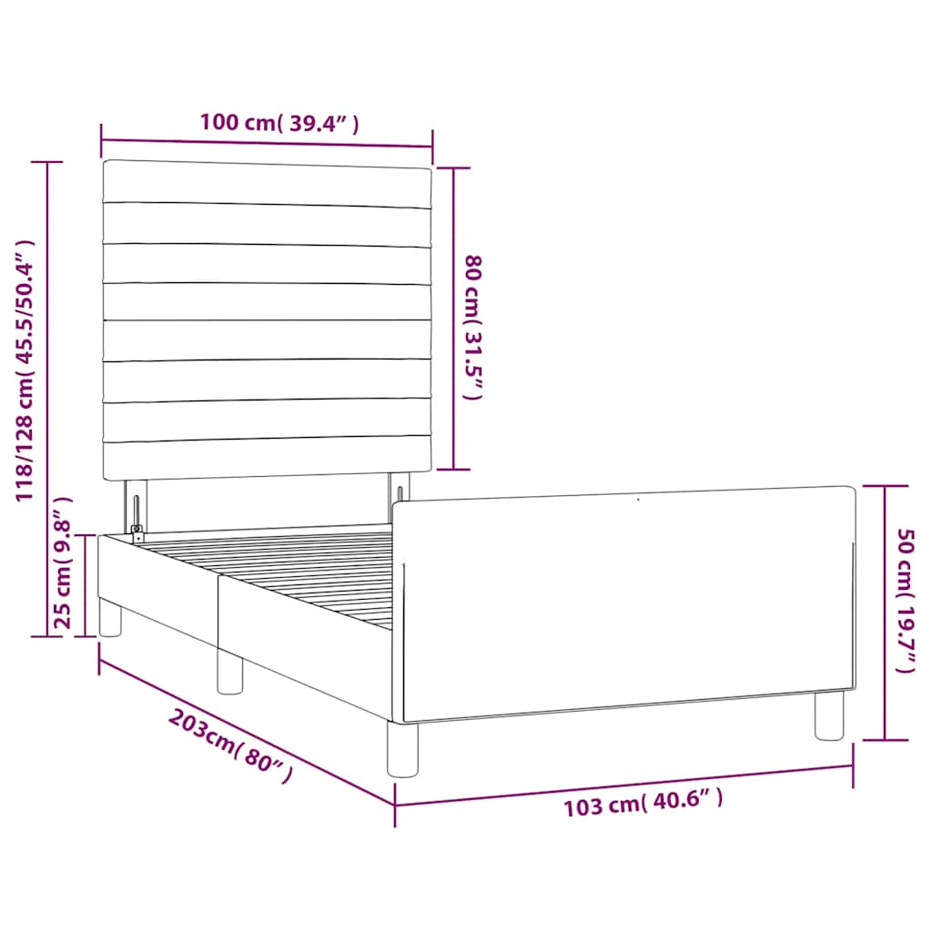 Bettgestell ohne Matratze Dunkelgrün 100x200 cm Samt
