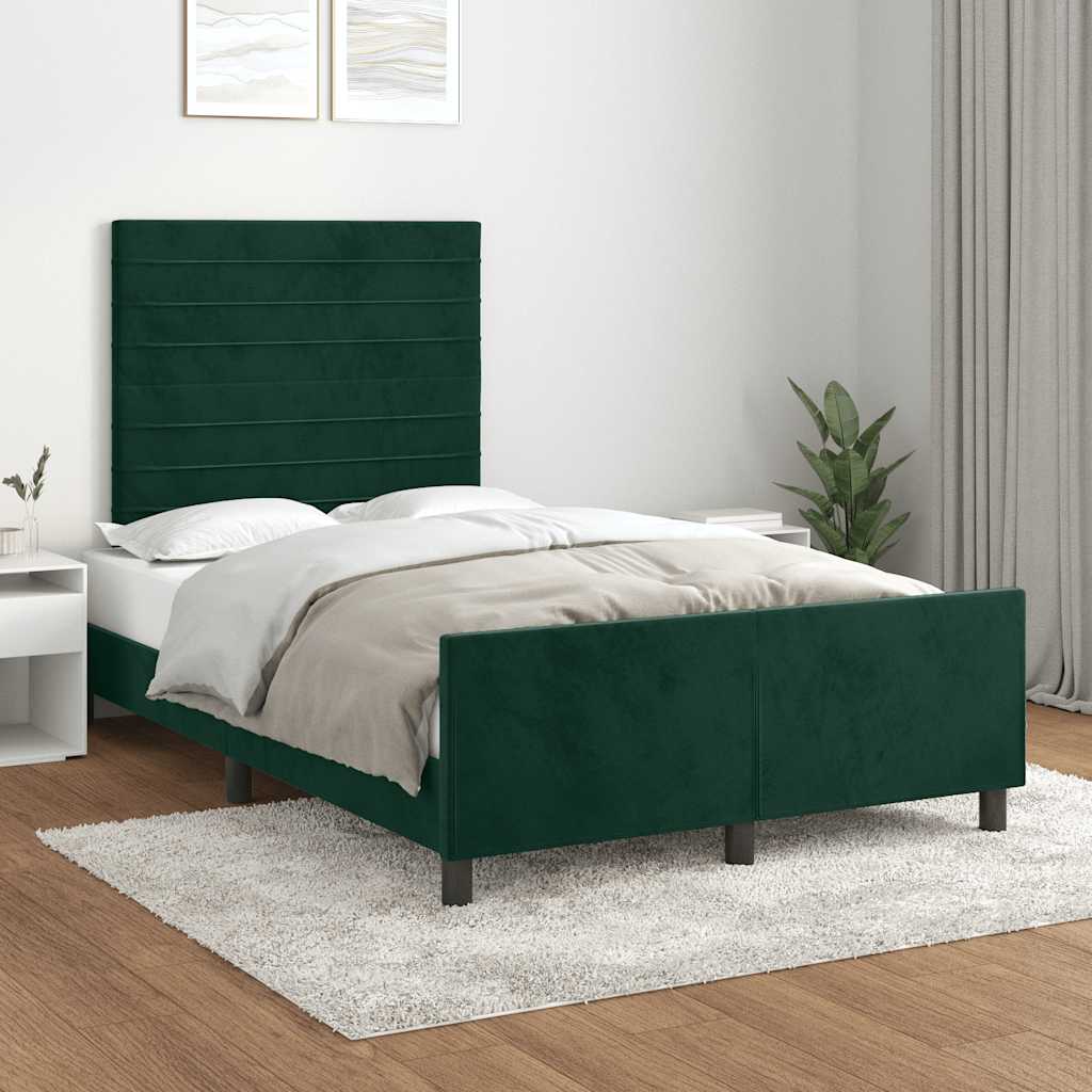 Bettgestell ohne Matratze Dunkelgrün 120x200 cm Samt