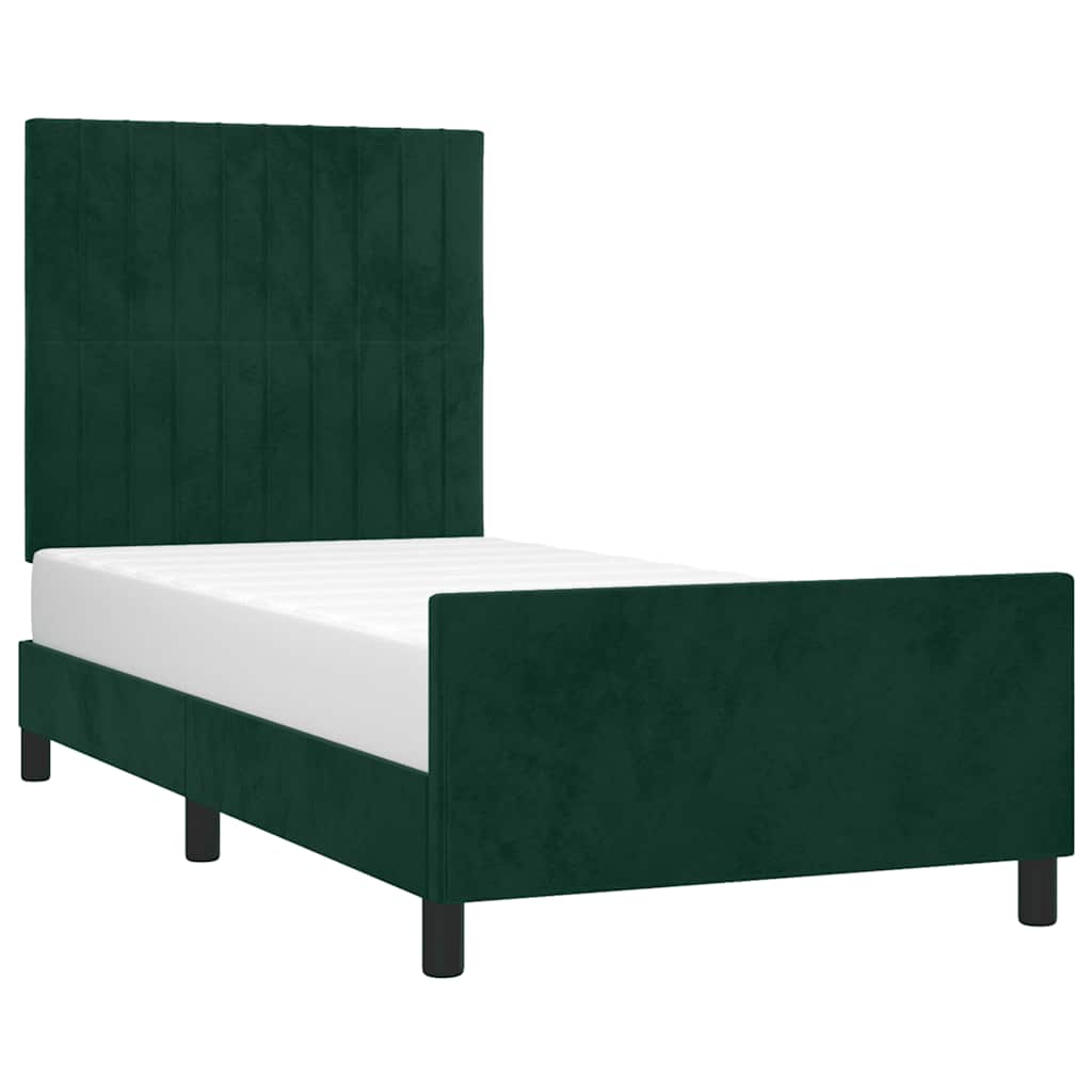 Bettgestell ohne Matratze Dunkelgrün 90x190 cm Samt