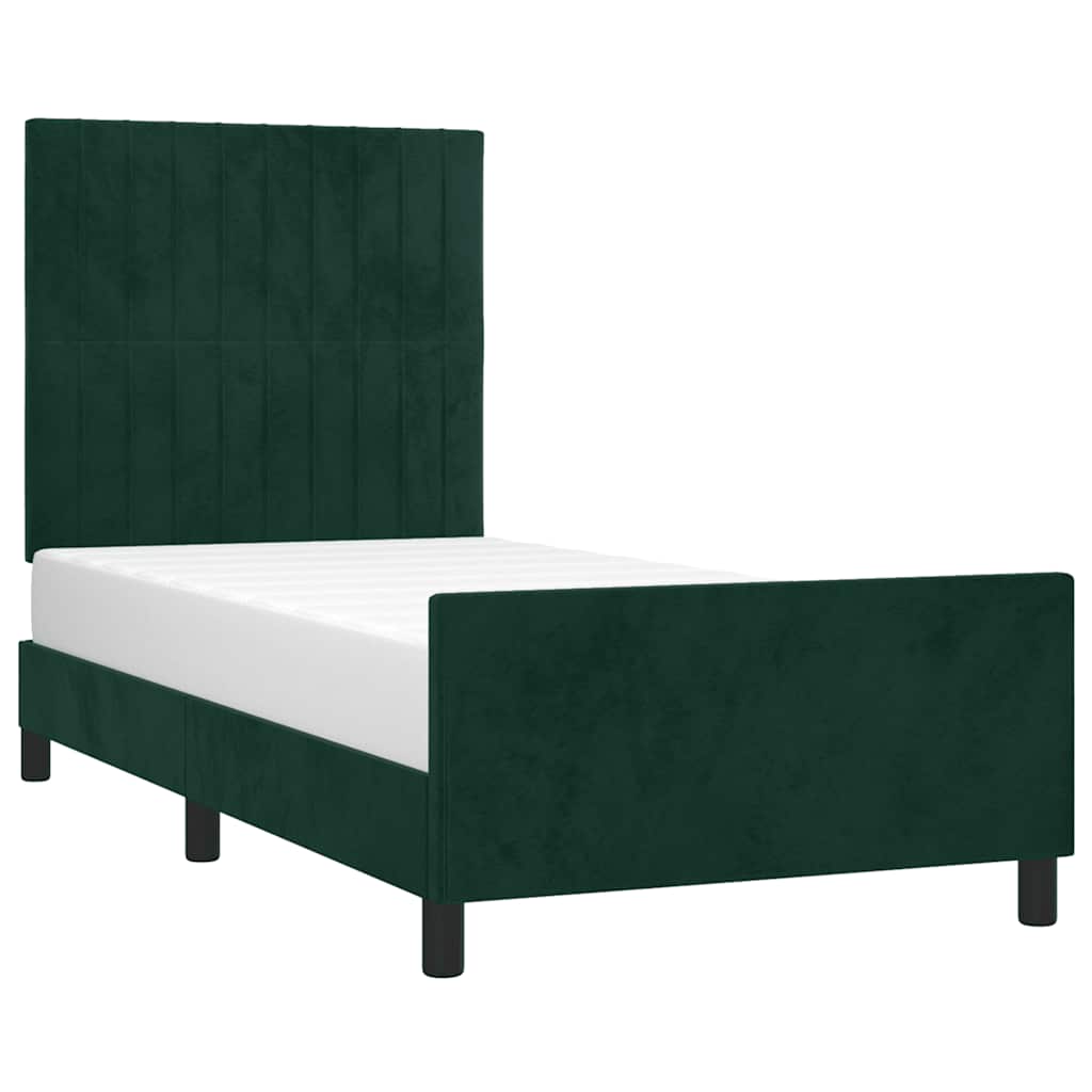 Bettgestell ohne Matratze Dunkelgrün 100x200 cm Samt