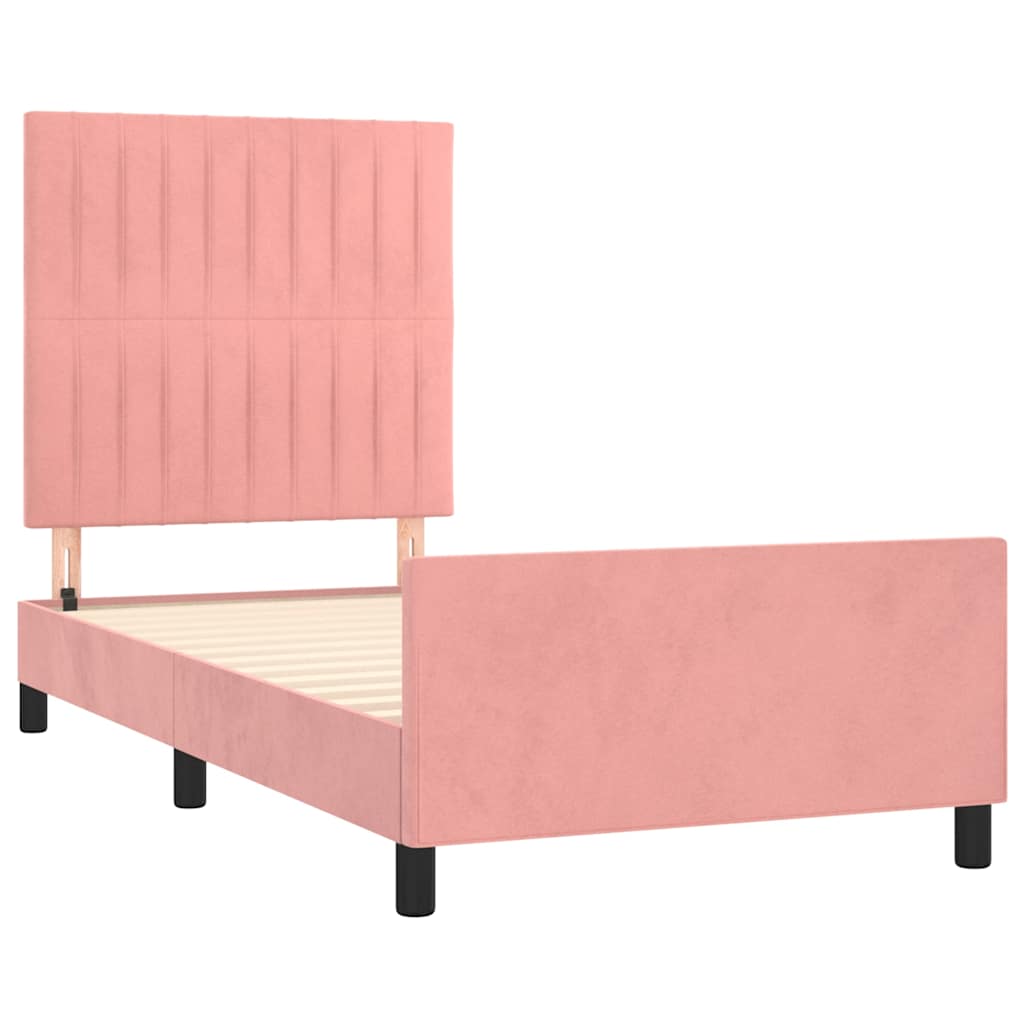 Bettgestell mit Kopfteil Rosa 100x200 cm Samt