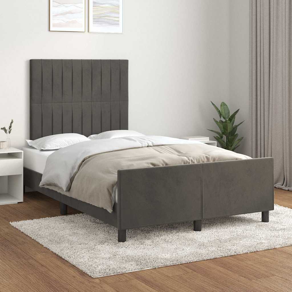 Bettgestell ohne Matratze Dunkelgrau 120x200 cm Samt
