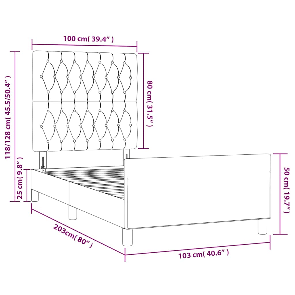 Bettgestell ohne Matratze Dunkelgrün 100x200 cm Samt