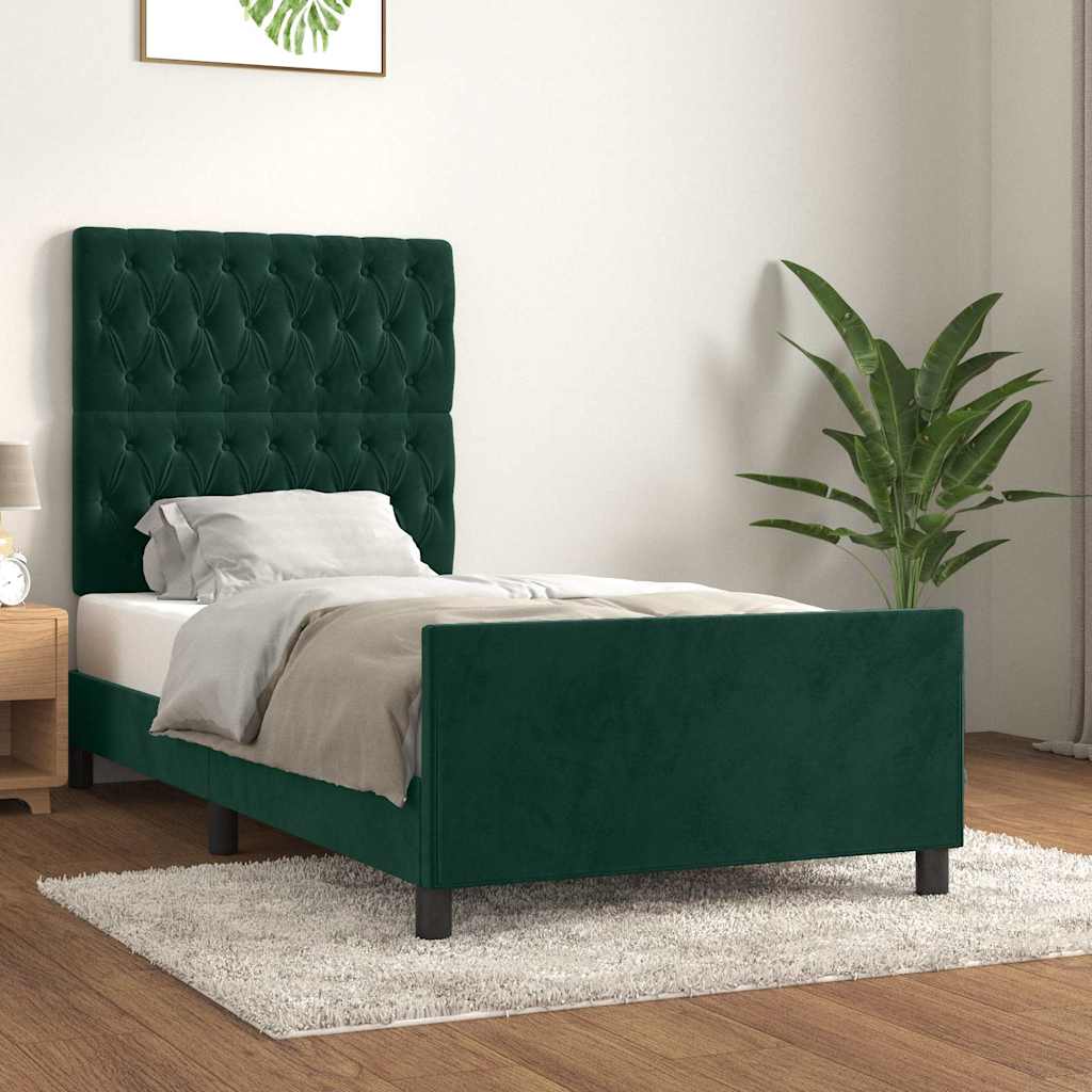 Bettgestell ohne Matratze Dunkelgrün 100x200 cm Samt