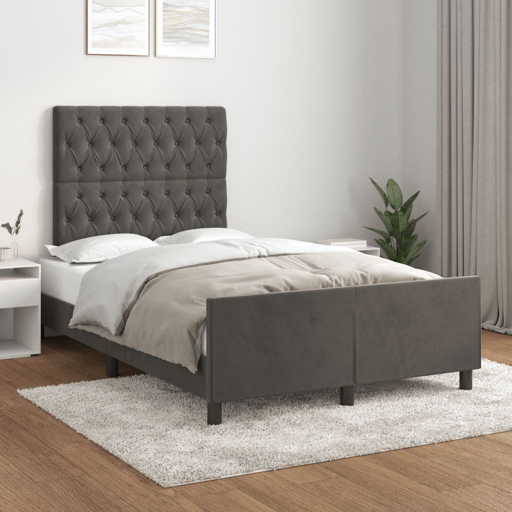 Bettgestell ohne Matratze Dunkelgrau 120x200 cm Samt