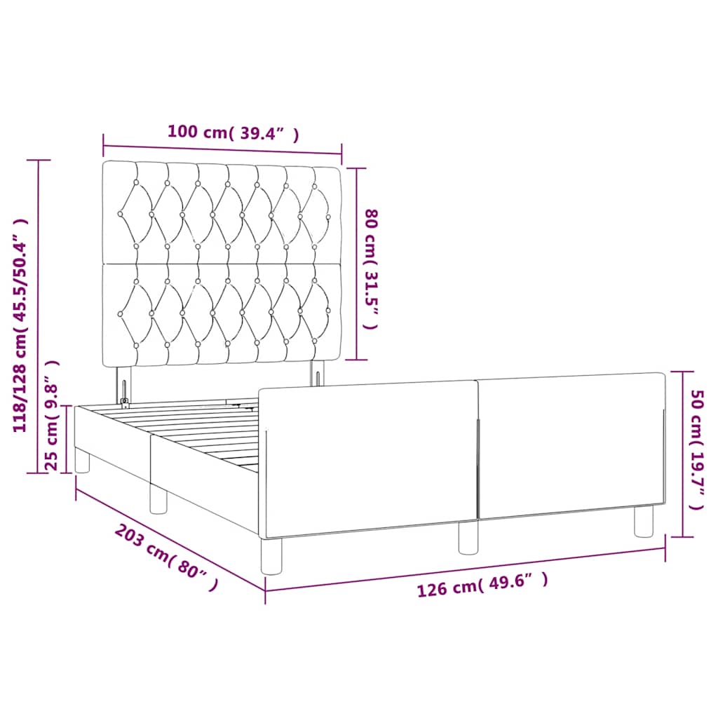 Bettgestell ohne Matratze Dunkelgrün 120x200 cm Samt