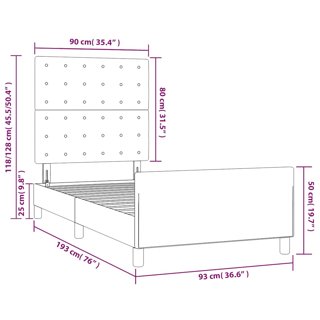 Bettgestell ohne Matratze Dunkelgrün 90x190 cm Samt