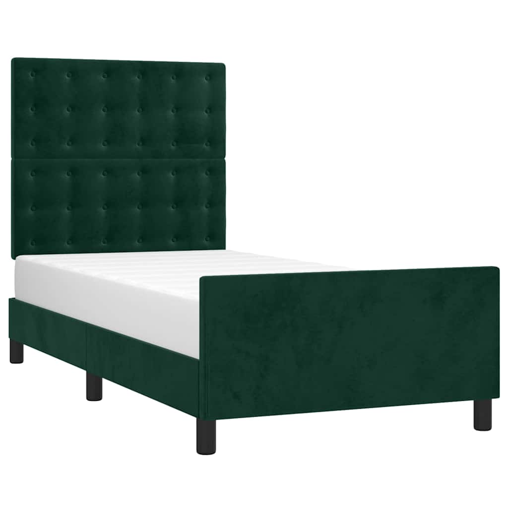 Bettgestell ohne Matratze Dunkelgrün 90x190 cm Samt