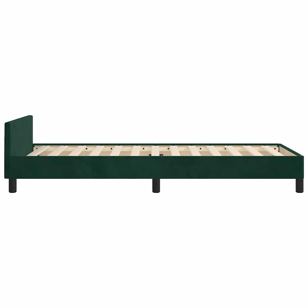 Bettgestell ohne Matratze Dunkelgrün 90x190 cm Samt