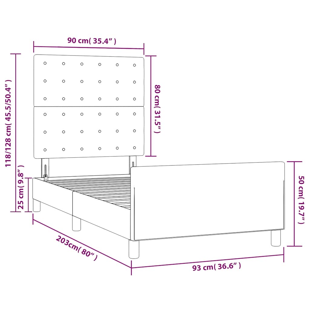 Bettgestell ohne Matratze Dunkelgrün 90x200 cm Samt
