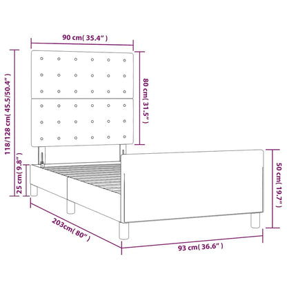 Bettgestell ohne Matratze Dunkelgrün 90x200 cm Samt
