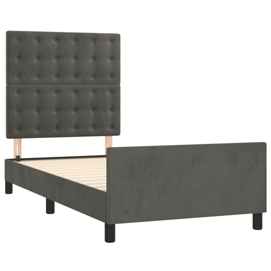 Bettgestell ohne Matratze Dunkelgrau 100x200 cm Samt
