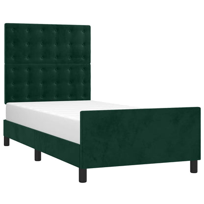 Bettgestell ohne Matratze Dunkelgrün 100x200 cm Samt