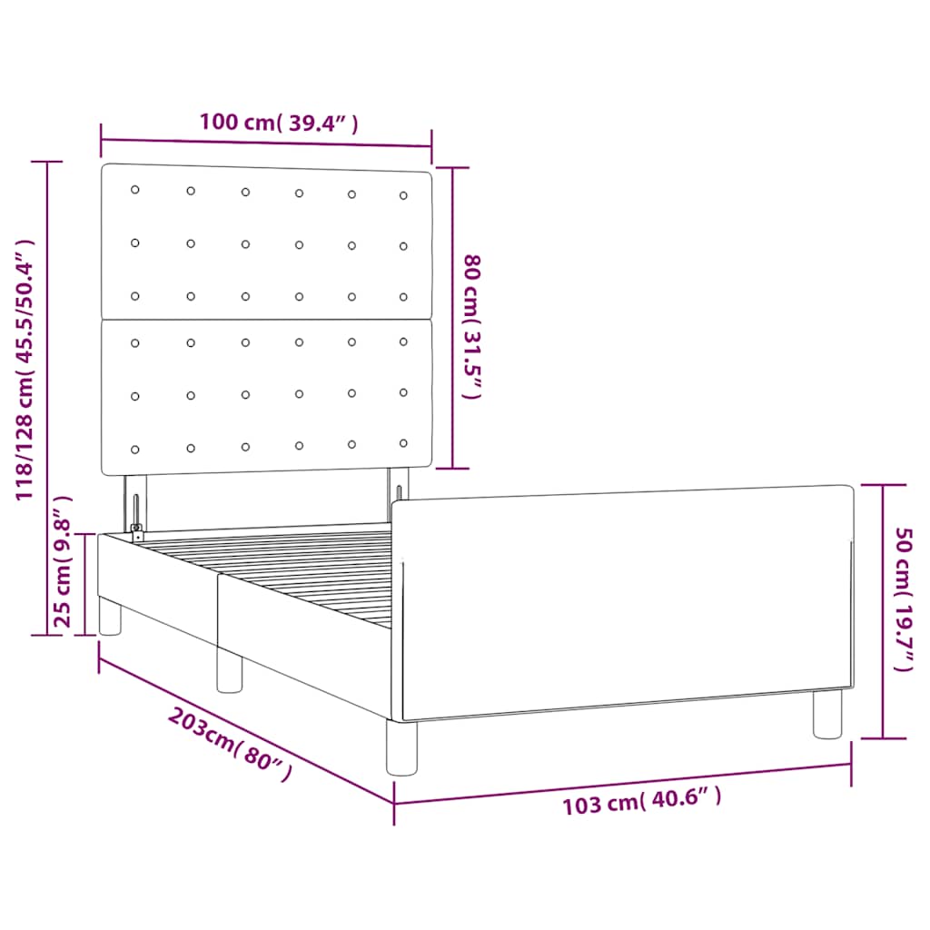 Bettgestell ohne Matratze Dunkelgrün 100x200 cm Samt