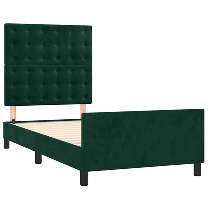 Bettgestell ohne Matratze Dunkelgrün 100x200 cm Samt
