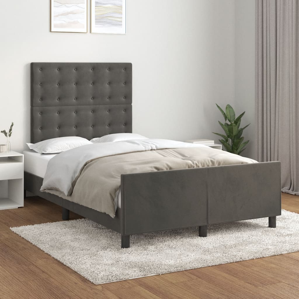 Bettgestell ohne Matratze Dunkelgrau 120x200 cm Samt