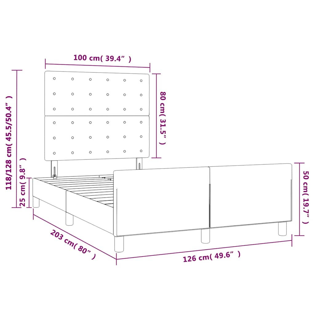 Bettgestell ohne Matratze Dunkelgrün 120x200 cm Samt