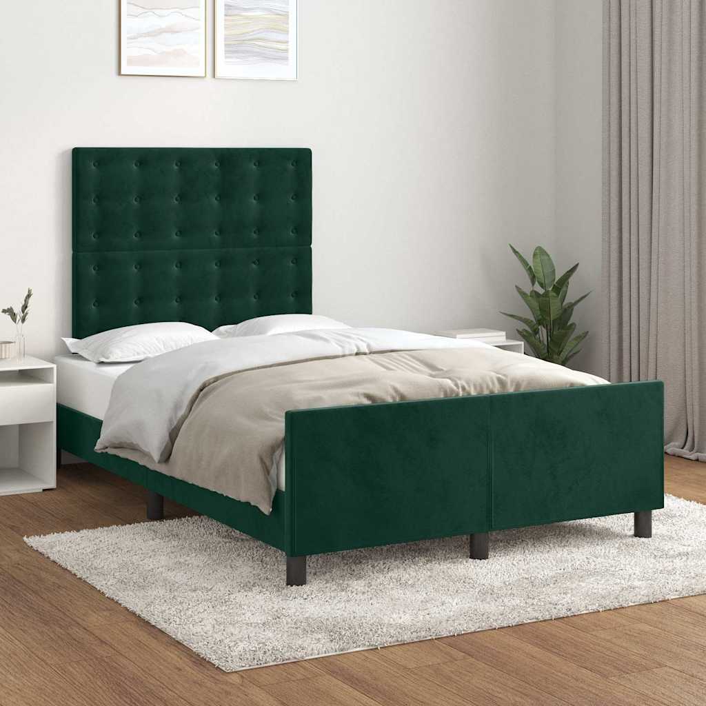 Bettgestell ohne Matratze Dunkelgrün 120x200 cm Samt